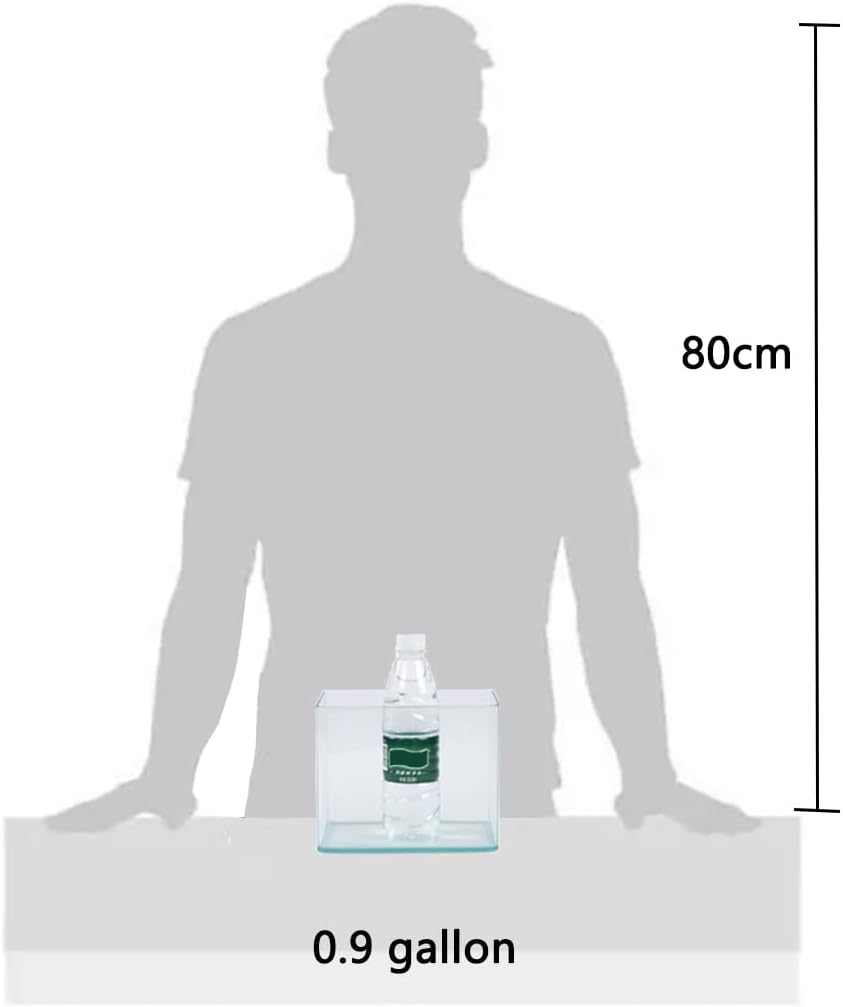 0.9 Gallon Aquarium Fish Tank，Rimless Aquarium Tank，7.1" L × 5.1" W × 5.9" H