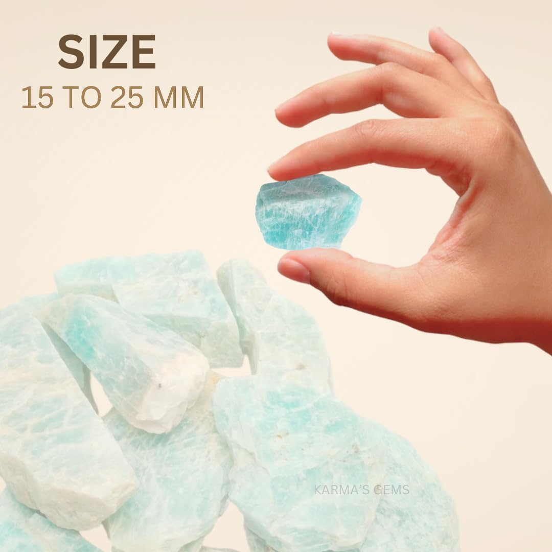 1 LB Amazonite - Natural Raw Stones for Tumbling, Cabbing, Fountain Rocks, Decoration, Polishing, Wire Wrapping, Wicca & Reiki, Gemstone, 1 Inch+ Size, 2000+ Carat