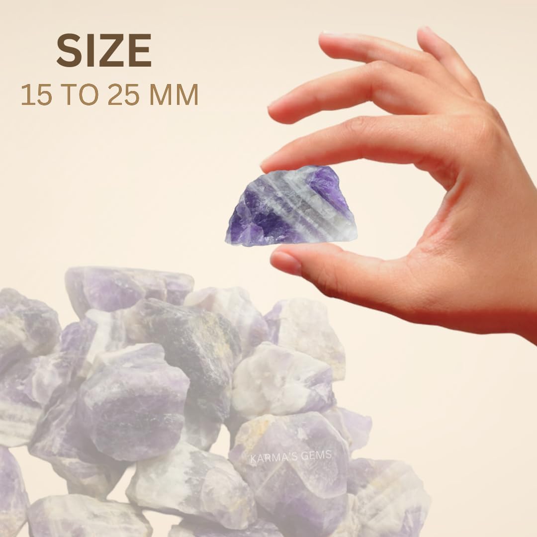 1 LB Amethyst Banded - Natural Raw Stones for Tumbling, Cabbing, Fountain Rocks, Decoration, Polishing, Wire Wrapping, Wicca & Reiki, Gemstone, 1 Inch+ Size, 2000+ Carat