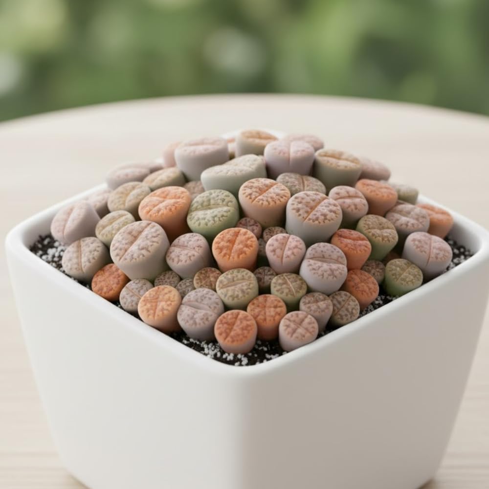 10 Lithops Live Plants, Mixed Living Stones Succulents, 1 Year Old Lithops, Easy Care Succulent Plant for Indoor Garden