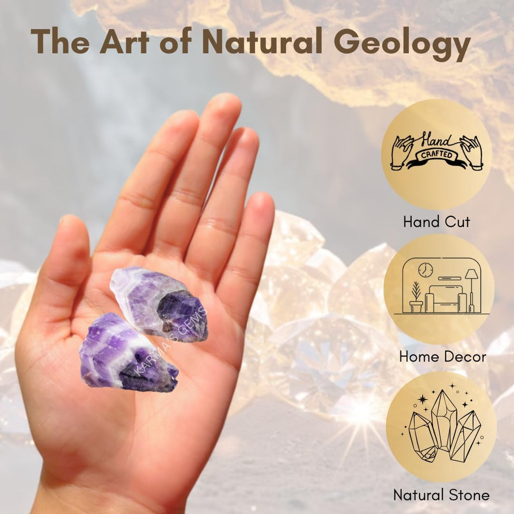 1 LB Amethyst Banded - Natural Raw Stones for Tumbling, Cabbing, Fountain Rocks, Decoration, Polishing, Wire Wrapping, Wicca & Reiki, Gemstone, 1 Inch+ Size, 2000+ Carat