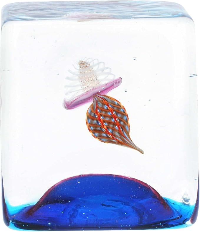 GlassOfVenice Murano Glass Aquarium Cube with Jellyfish