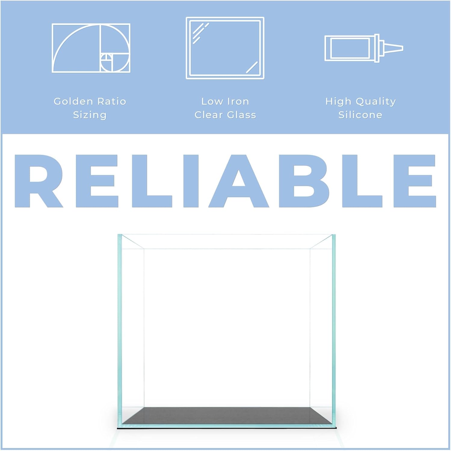 1 Gallon Rimless Fish Tank - 6.29 x 6.29 x 6.29 Inches Cube Style Aquarium - Clear Glass, Space Saving, Durable