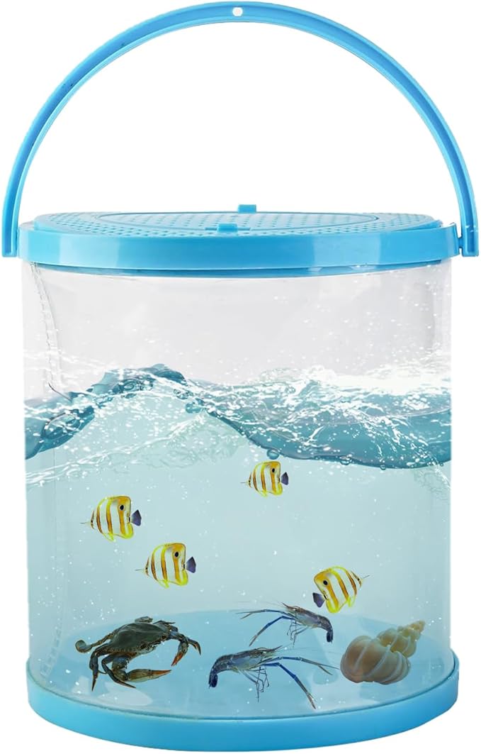 Foldable Travel Aquarium – Portable Fish Tank with Carry Handle for Temporary Transport of Goldfish, Tadpoles & Small Aquatic Life | Ideal for Beach, Lake, or Classroom Use