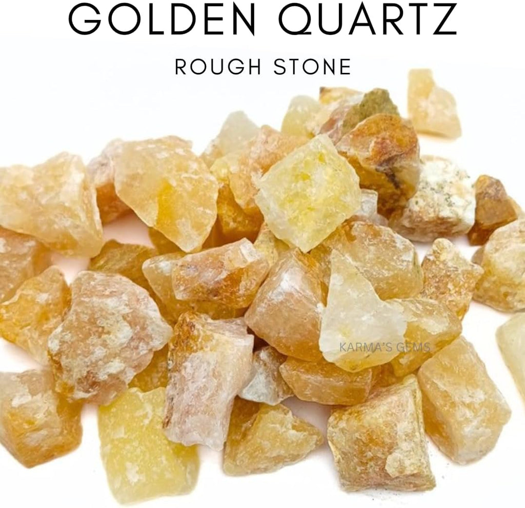 1 LB Golden Quartz (Indian Citrine)- Natural Raw Stones for Tumbling, Cabbing, Fountain Rocks, Decoration, Polishing, Wire Wrapping, Wicca & Reiki, Gemstone, 1 Inch+ Size, 2000+ Carat