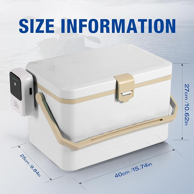 Ghosthorn Fishing Cooler 11QT/15QT Live Bait Cooler with 4000mAh Rechargeable Aerator for Fishing,Bait Bucket for Live Fish Shrimp,Portable Minnow Bucket for Boat Outdoors