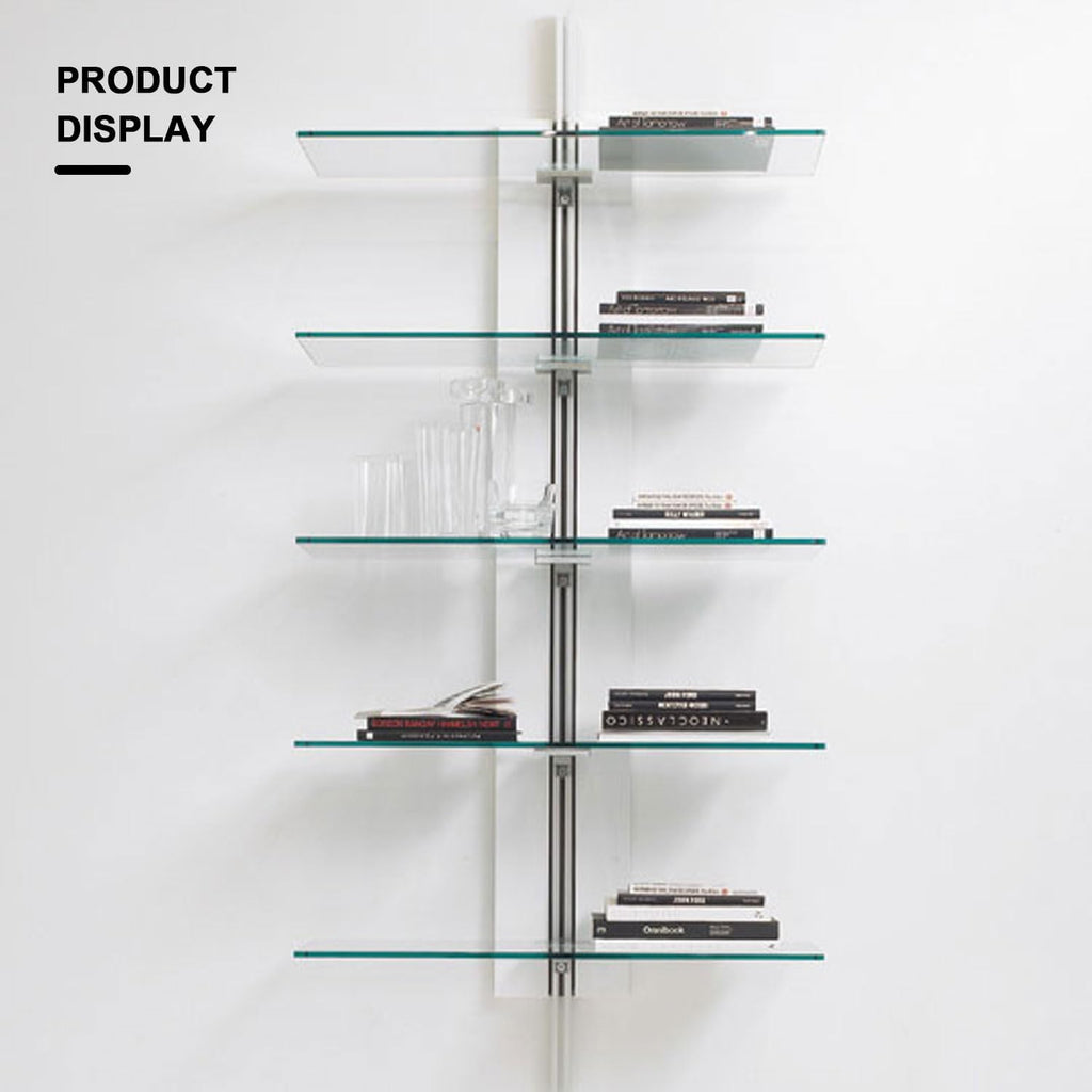 08" W x 36" L - Tempered Rectangle Glass Shelf Without Frame (5 Pieces Set) - 3/16" Thick -Pencil Polished