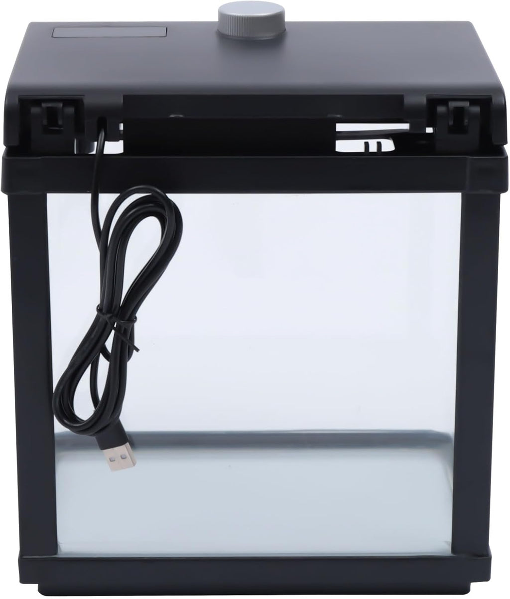 1.5 Gallon Fish Tank Starter Kits, Low Noise Betta Fish Tank with Fil-TER LED Light Submersible Pu-mp, Glass Small Fish Tank Smart Aquarium kit with Dimmer Button Water Temperature Display