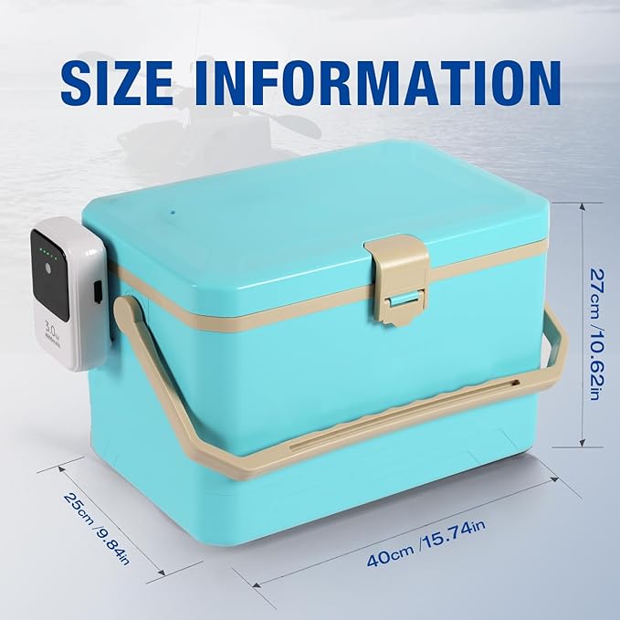 Ghosthorn Fishing Cooler 11QT/15QT Live Bait Cooler with 4000mAh Rechargeable Aerator for Fishing,Bait Bucket for Live Fish Shrimp,Portable Minnow Bucket for Boat Outdoors