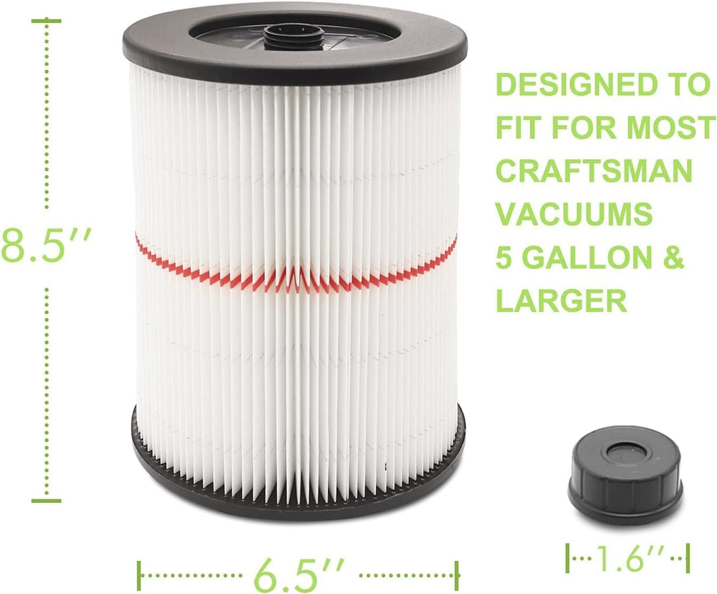1 Pack 9-17816 Filter for Craftsman Shop Vac Filter Wet/Dry Cartridge Filter Replacement fit 5/6/8/12/16/32 Gallon & Larger Vacuum Cleaner