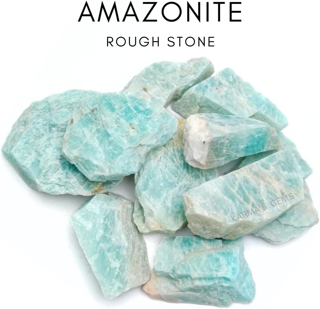 1 LB Amazonite - Natural Raw Stones for Tumbling, Cabbing, Fountain Rocks, Decoration, Polishing, Wire Wrapping, Wicca & Reiki, Gemstone, 1 Inch+ Size, 2000+ Carat