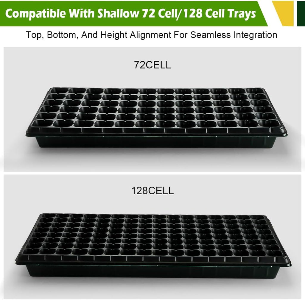 10 Pack Shallow 1020 Trays No Holes - Reusable 1.6" Deep Nursery Flats for 72/128 Cell Plug Tray, Heavy Duty Seed Starter Trays for Microgreens, Hydroponics & Seed Germination (Dark Green)