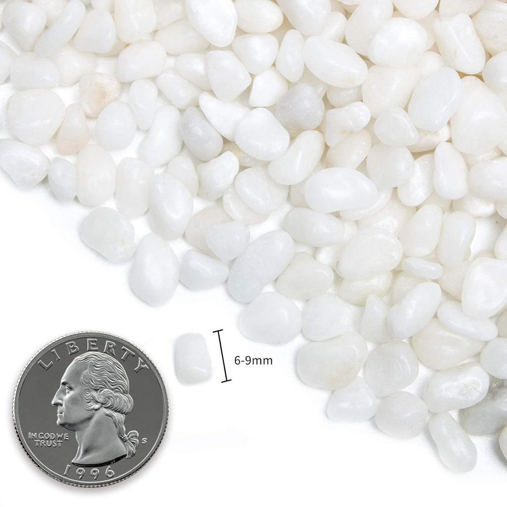 10 lb Natural Polished Decorative White Pebbles - Small Stones 3/8" Gravel Size,River Rocks Pebbles for Plants, Home DIY Decor,Aquarium Gravel,Vase Fillers,Fairy Garden,Landscaping Outdoor Stones