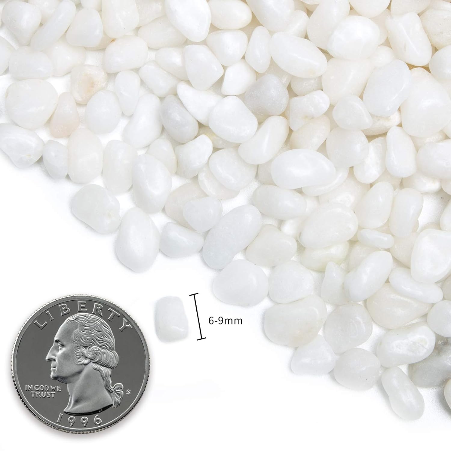 10 lb Natural Polished Decorative White Pebbles - Small Stones 3/8" Gravel Size,River Rocks Pebbles for Plants, Home DIY Decor,Aquarium Gravel,Vase Fillers,Fairy Garden,Landscaping Outdoor Stones