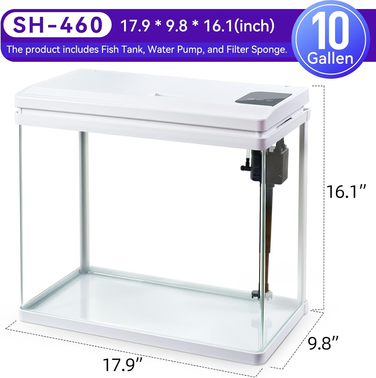 10 Gallon Betta Fish Tank – Features Pre-Set Light Timing, 7 LED Colors, Custom Brightness, High-Def Glass & Multi-Stage Filter Complete Aquarium Kit for Beginners