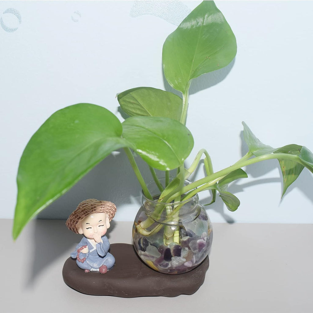 1 Lb/460g Pebbles for Indoor Plants, Bamboo, Sea Glass for Crafts, 0.2-0.35" Small Plant Pebbles for Pots Indoor Drainage, Fluorite Crystal Chips, Decorative Gravel for Aquarium, Fish Tank