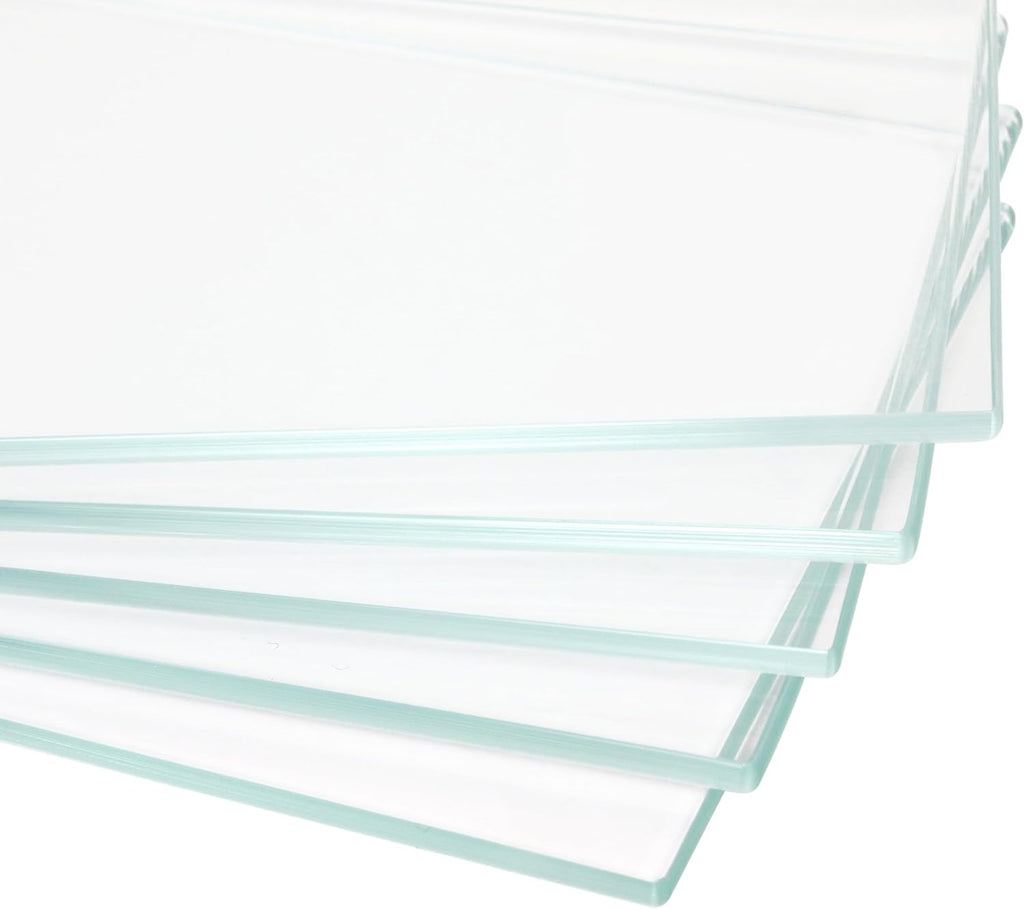 08" W x 36" L - Tempered Rectangle Glass Shelf Without Frame (5 Pieces Set) - 3/16" Thick -Pencil Polished