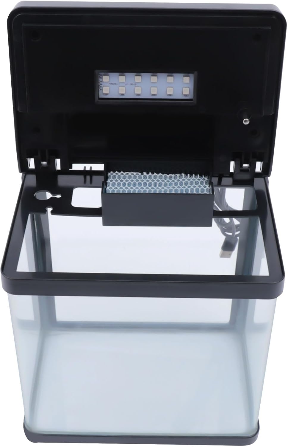 1.5 Gallon Fish Tank Starter Kits, Low Noise Betta Fish Tank with Fil-TER LED Light Submersible Pu-mp, Glass Small Fish Tank Smart Aquarium kit with Dimmer Button Water Temperature Display