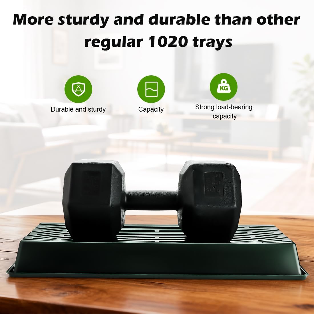 10 Pack 1020 Trays No Holes-Reusable Nursery Flats for 50/72 Cell Plug Tray, Heavy Duty Seed Starter Trays for Transplant, Seed Starting, Plant Propagation & Seed Germination (Dark Green)