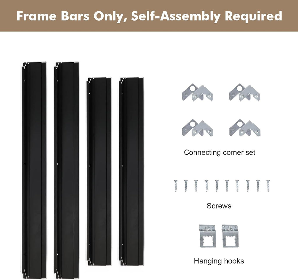 1.5" Deep Frame for 18x22 Canvas Paintings, DIY Metal Floating Frame for Artists Designers Landscape Portrait Artwork, Modern Home Office Wall Decor (Black)