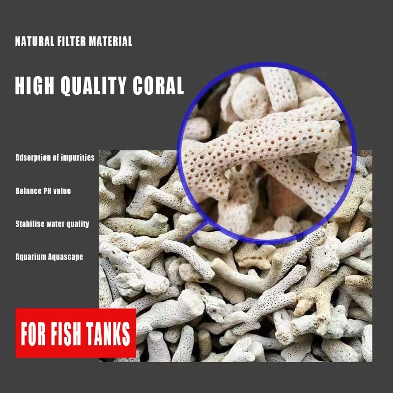 1.1 LB Coral for Fish Tank Filter,Crushed Coral for Aquarium,Pond Filter for Aquarium - Crushed Coral for Freshwater Aquarium,Aquarium Filter, Coral Stones, Each One is Hand Selected