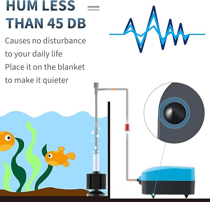 Pawfly Aquarium Air Pump with Nano Bio Sponge Filter Kit Air Control Valve Airline Tubing and Check Valve Accessories