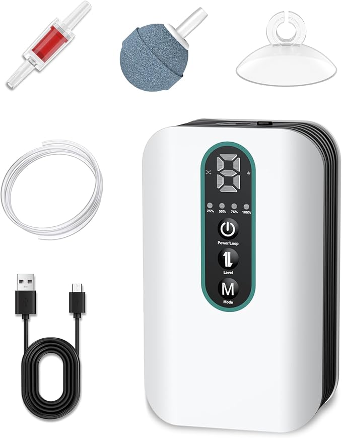 Pawfly USB Rechargeable Bait Aerator for Fishing, Portable Oxygen Pump for 5 to 100 Gallon Buckets, Livewells and Minnow Tanks