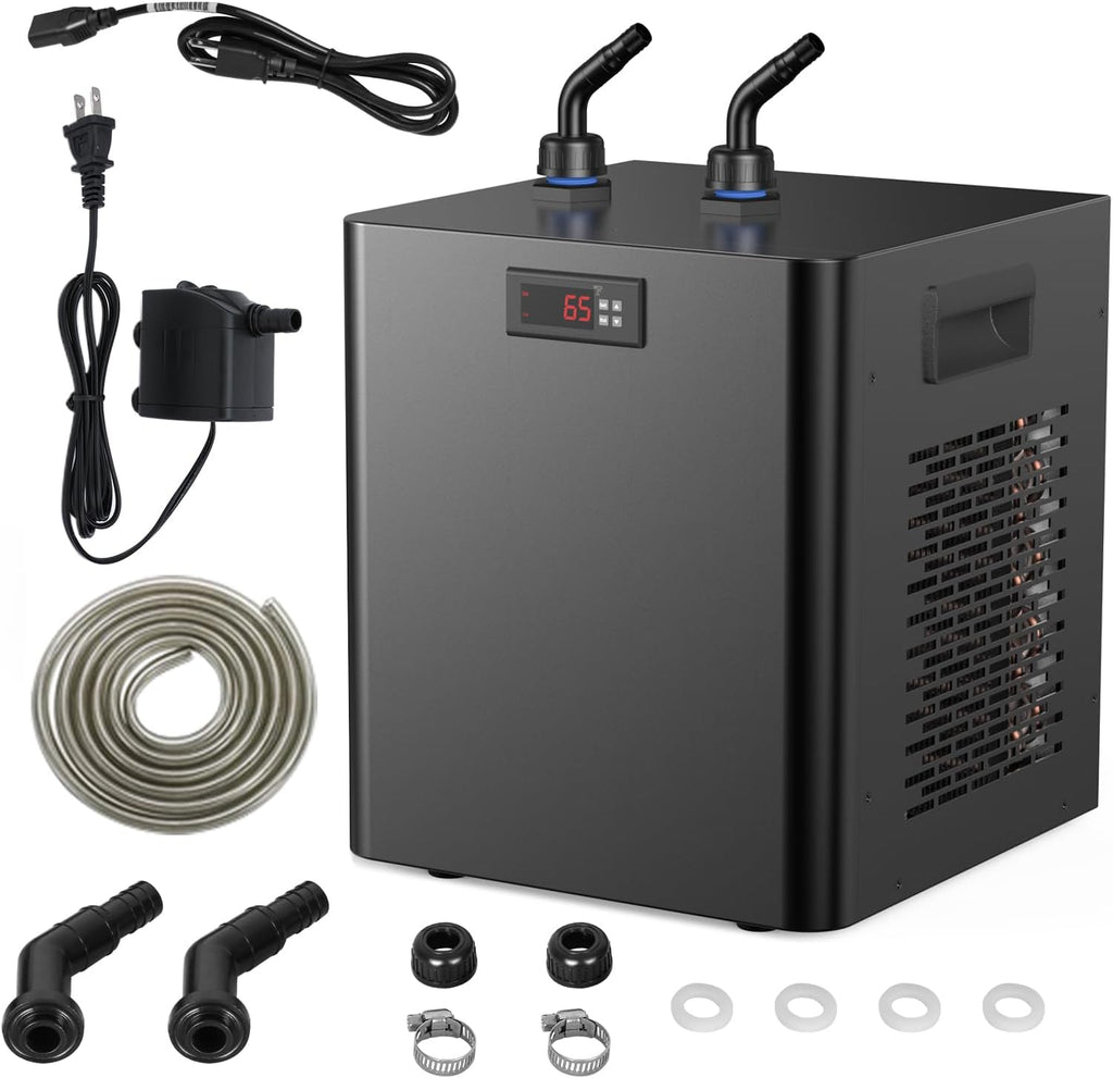 1/3 Hp Aquarium Chiller, 79 Gal Water Chiller Machine, Fresh & Salt Fish Tank Chiller for Axolotl Jellyfish Coral Reef, Hydroponic Water Chiller with Water Pump and Quiet Design Compressor