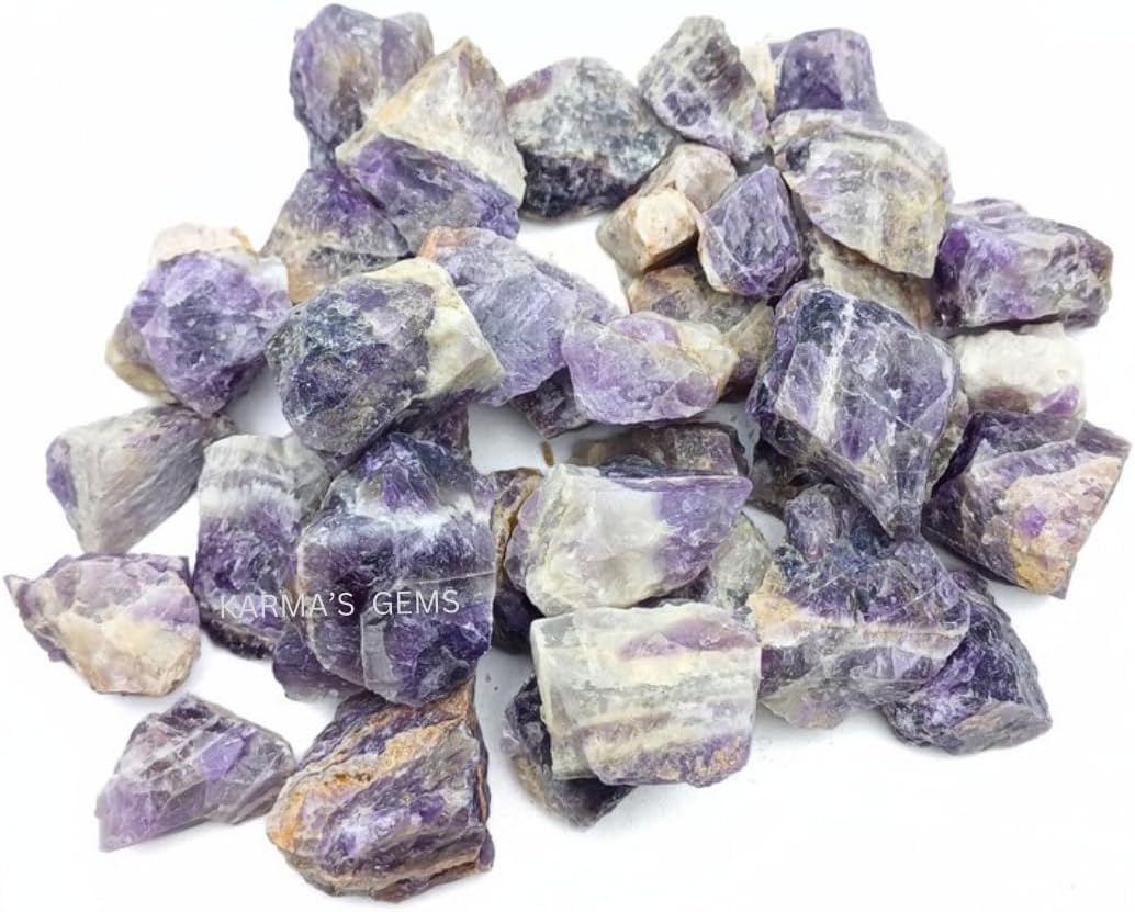 1 LB Amethyst Banded - Natural Raw Stones for Tumbling, Cabbing, Fountain Rocks, Decoration, Polishing, Wire Wrapping, Wicca & Reiki, Gemstone, 1 Inch+ Size, 2000+ Carat