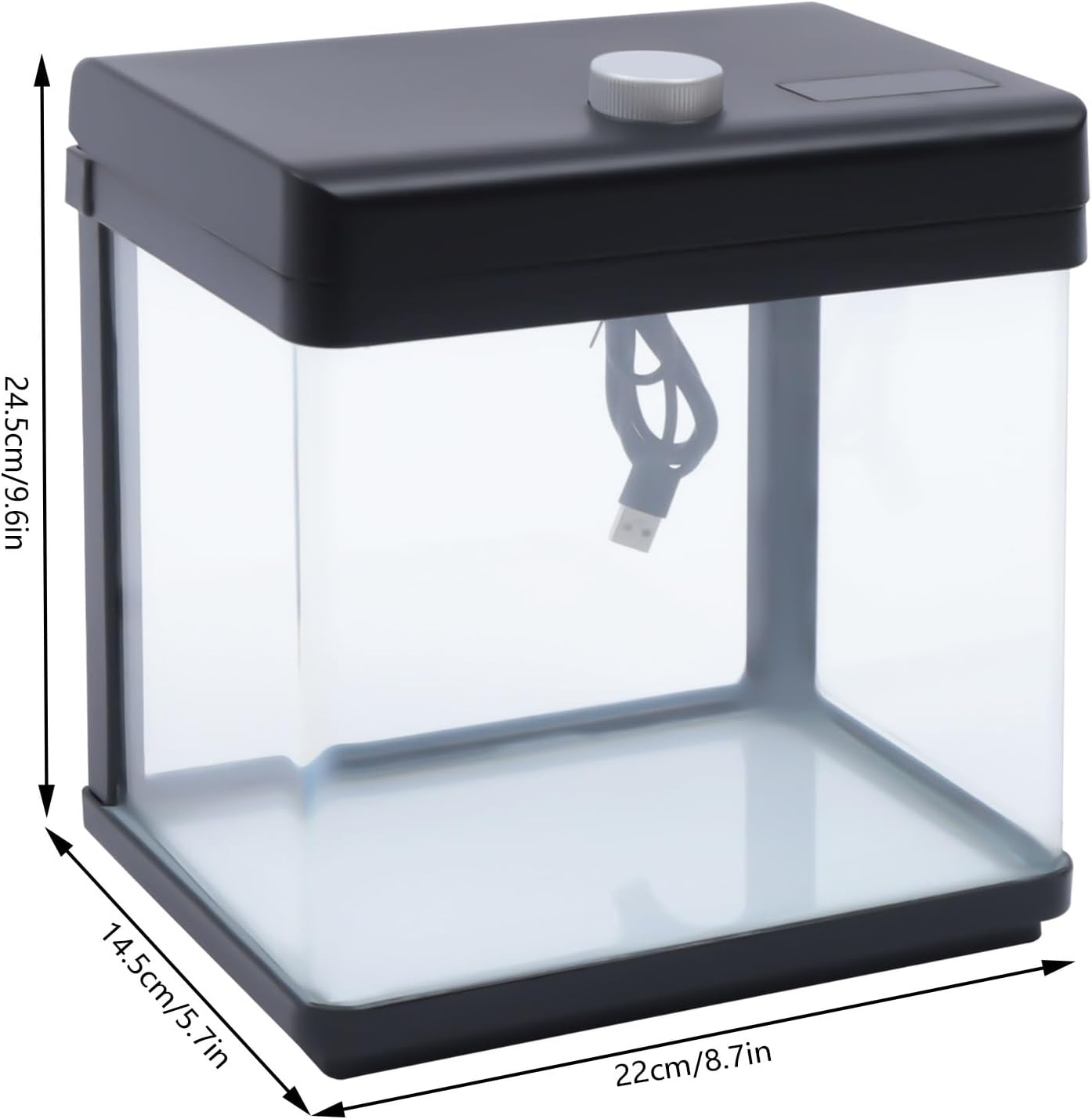 1.5 Gallon Fish Tank Starter Kits, Low Noise Betta Fish Tank with Fil-TER LED Light Submersible Pu-mp, Glass Small Fish Tank Smart Aquarium kit with Dimmer Button Water Temperature Display