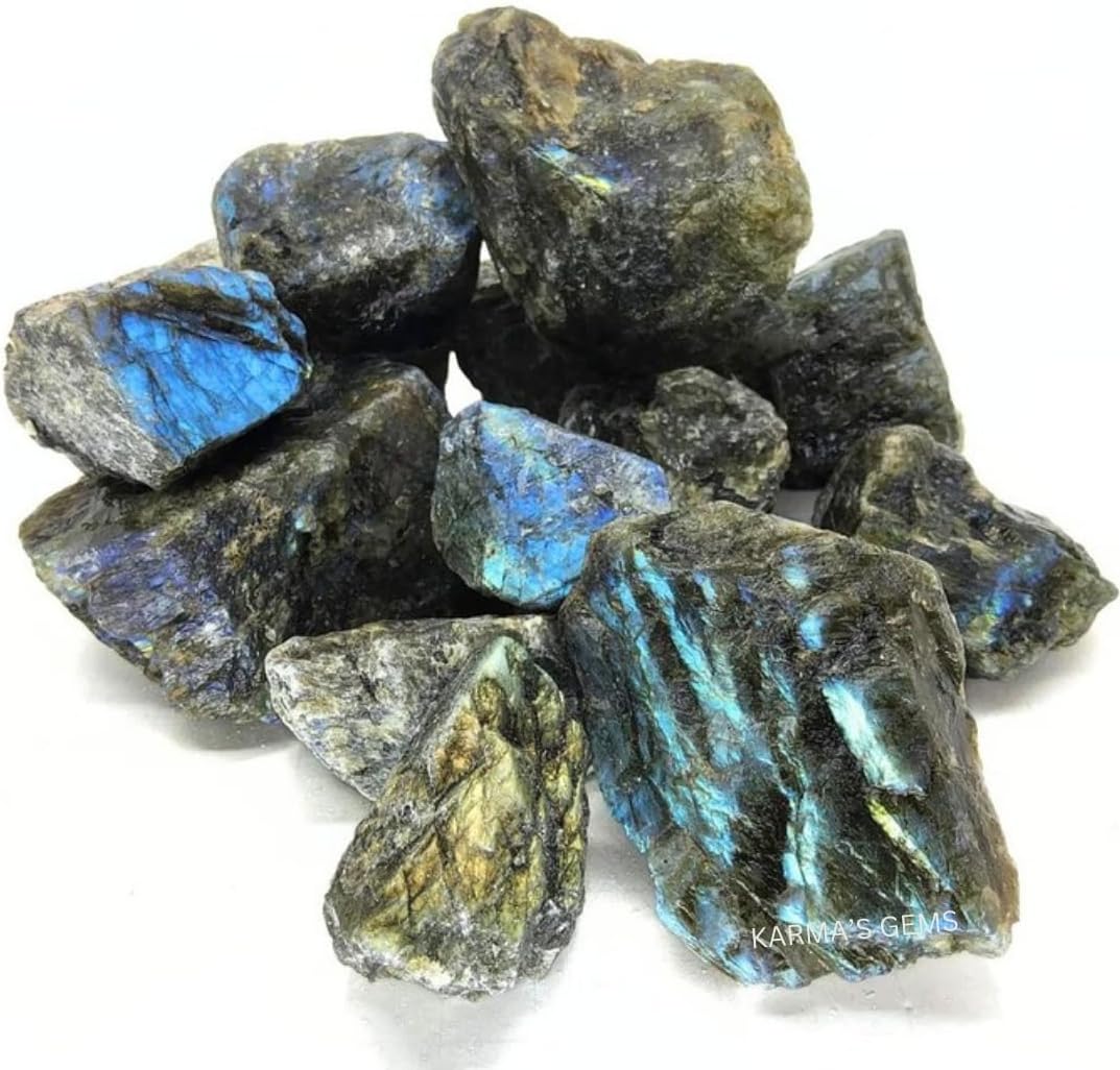 1 LB Labradorite - Natural Raw Stones for Tumbling, Cabbing, Fountain Rocks, Decoration, Polishing, Wire Wrapping, Wicca & Reiki, Gemstone, 1 Inch+ Size, 2000+ Carat