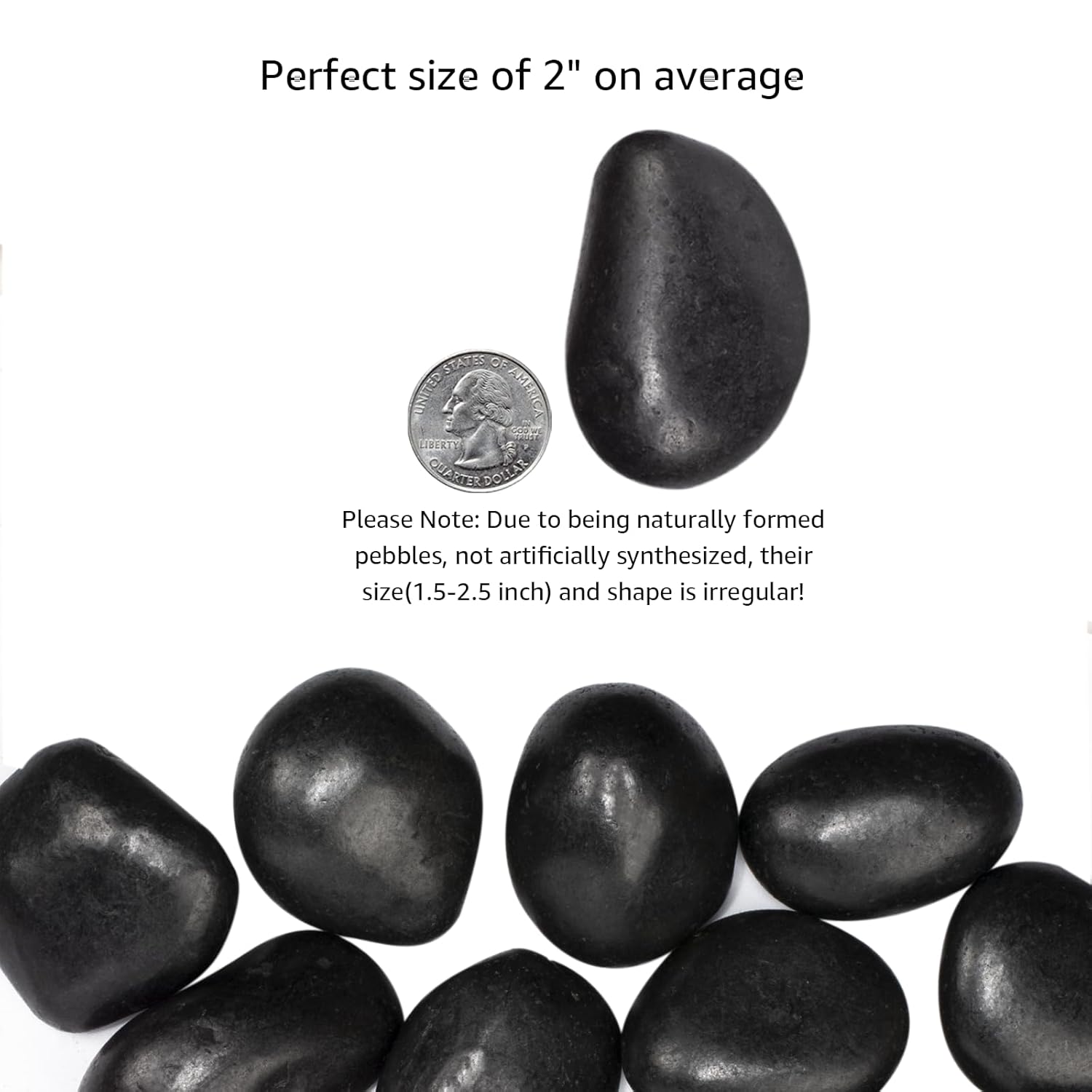 10 lbs Black River Rocks - Large Polished Black Pebbles for Plants & Garden Decorative Stones，2-3" Polished Pebbles for Landscaping, Fish Tanks, Flower Pots, Water Fountains