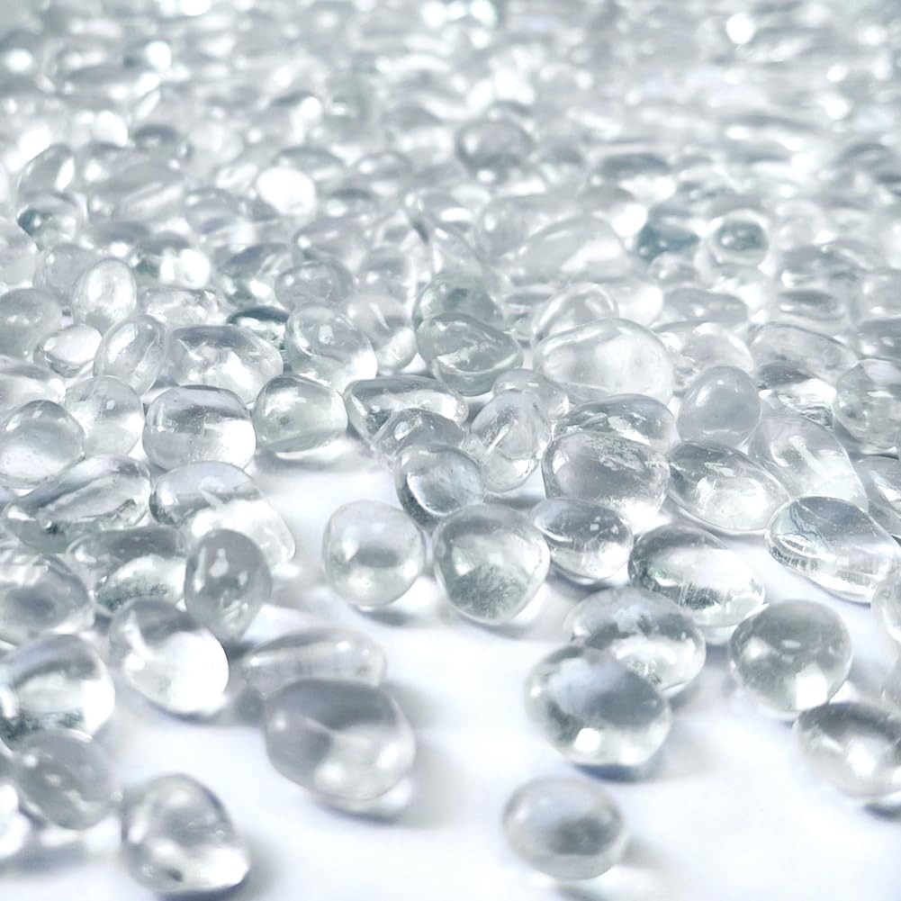 0.88LB Clear Fish Tank Gravel Aquarium Glass Stones Sea Glass Pebbles Aquarium Gravel Rocks Fish Tank Rocks, Sand Glass Gems Stones Beads Pebbles Rock for Vase Filler Turtle Fish Tank Decoration