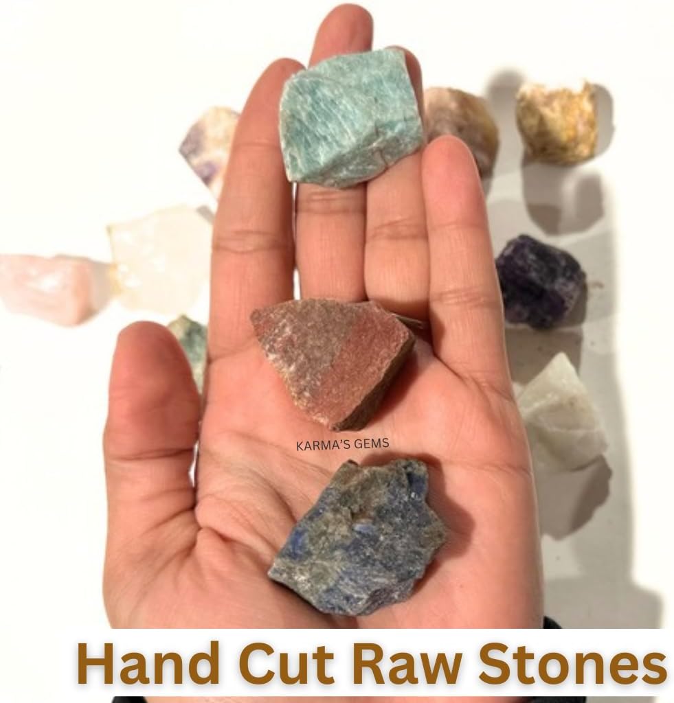 1 LB Bulk Rough Mix Crystals -17 Different Gemstone - 2000+ Carat - Natural Raw Stones for Tumbling, Cabbing, Fountain Rocks, Decoration, Polishing, Wire Wrapping, Wicca & Reiki - 1 Inch+ Size