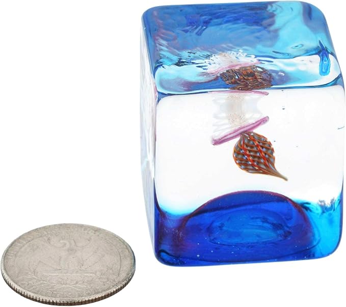 GlassOfVenice Murano Glass Aquarium Cube with Jellyfish