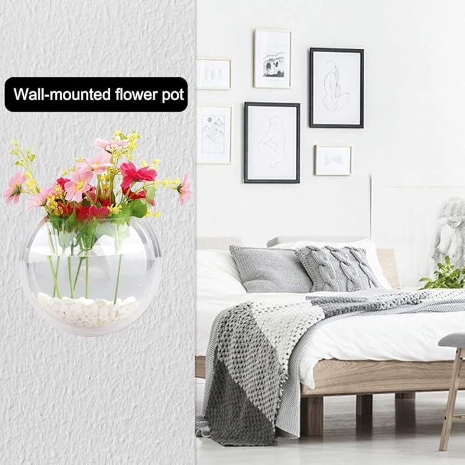 MeiBoAll 2Pcs 6in Wall Fish Bowl, 230ML Clear Acrylic Betta Fish Tank, Wall-Mounted Aquarium, Planter