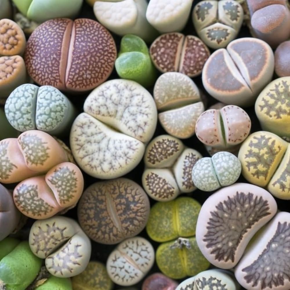 10 Lithops Live Plants, Mixed Living Stones Succulents, 1 Year Old Lithops, Easy Care Succulent Plant for Indoor Garden