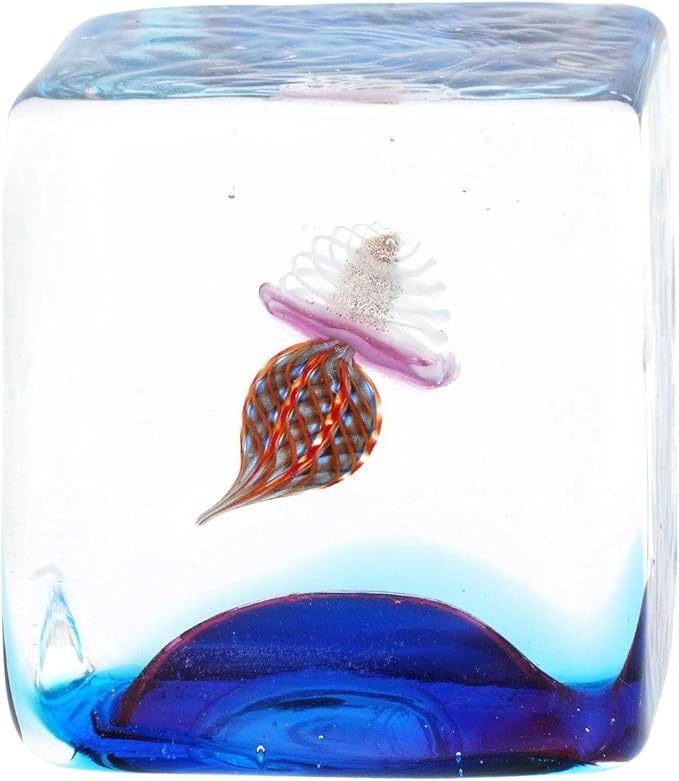 GlassOfVenice Murano Glass Aquarium Cube with Jellyfish