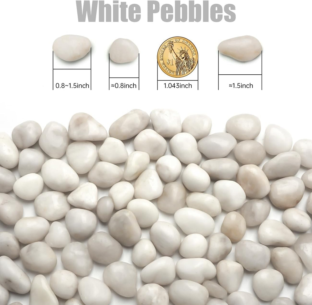 1 Pack 5 Lbs Random Color River Rocks for Plants,0.8-1.5 Inch Decorative Ornamental Pebbels, High Polished Stones for Garden Landscaping, Smooth Gravel Filler, Succulents, Fish Tank, White/Yellow