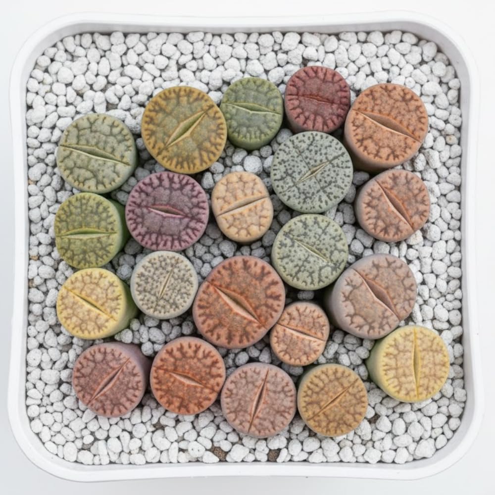 10 Lithops Live Plants, Mixed Living Stones Succulents, 1 Year Old Lithops, Easy Care Succulent Plant for Indoor Garden