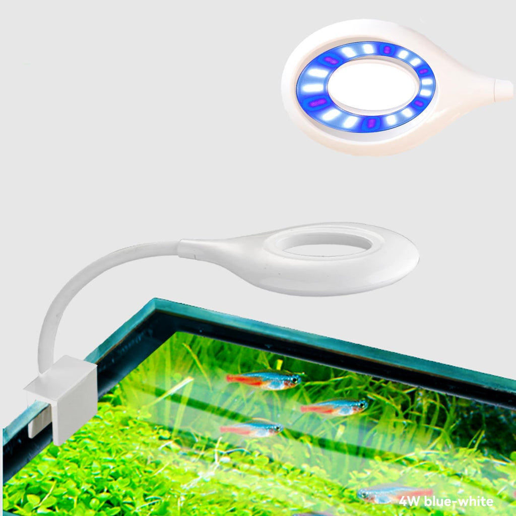 0.5-5 Gallon Fish Tank Clip On Aquarium Light with White Blue Red LEDs Small Aquarium Light,Full Spectrum Fish Tank Light with USB Port and 360 Degrees Flexible Rotate