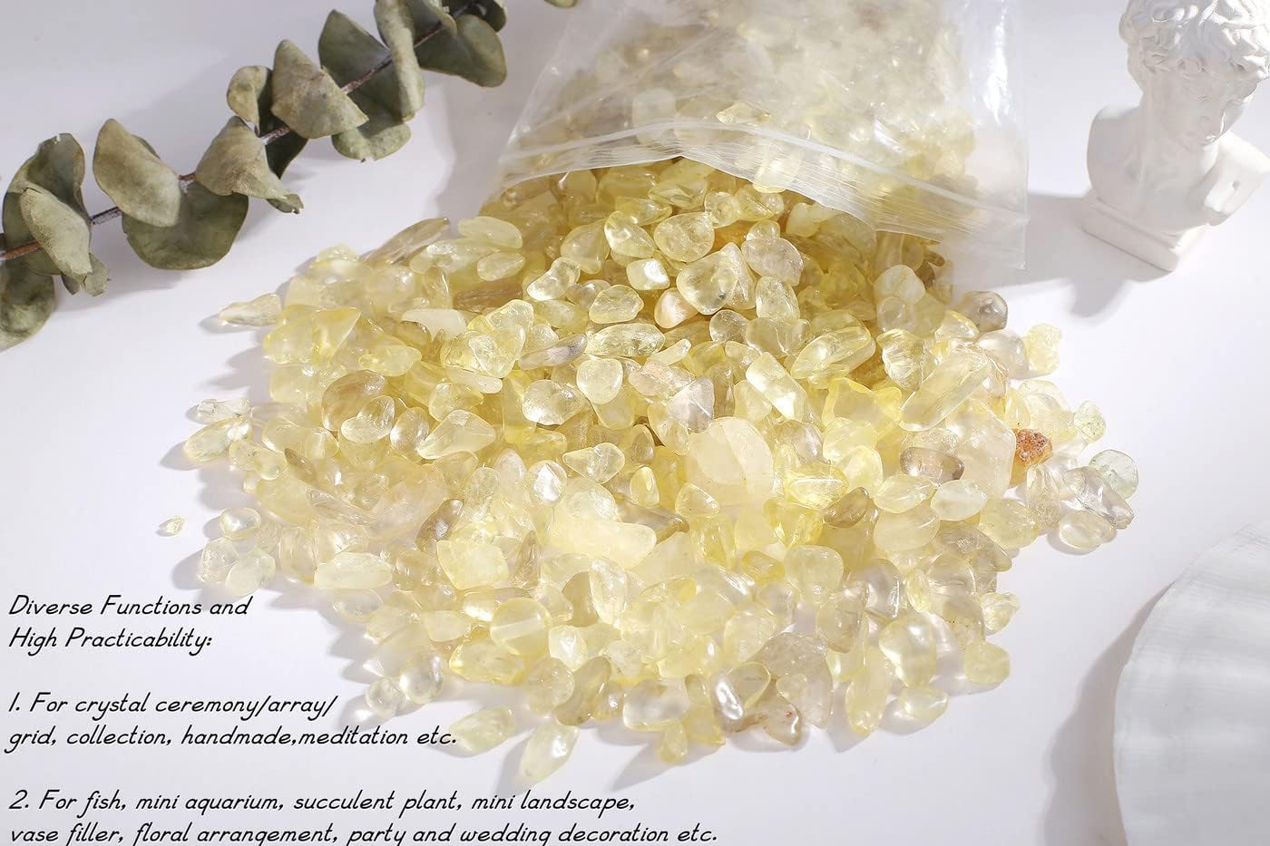 0.55lb Citrine Crystals Quartz Tumbled Stones Chips Stone Crushed Crystal Natural Irregular Polished Rocks Gem Gravel Home Decoration Aquarium Tank Succulent Plants Vase Filler Landscape Bottom 250G