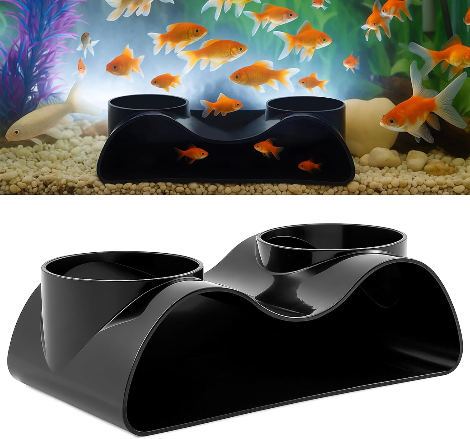 1 Pcs Aquarium Underground Tunnel Cave with Natural Curve Two Hole Fish Tank Hideout Decor Decoration for Loaches, Corydora Catfish, Bettas, Pleco and Shrimps