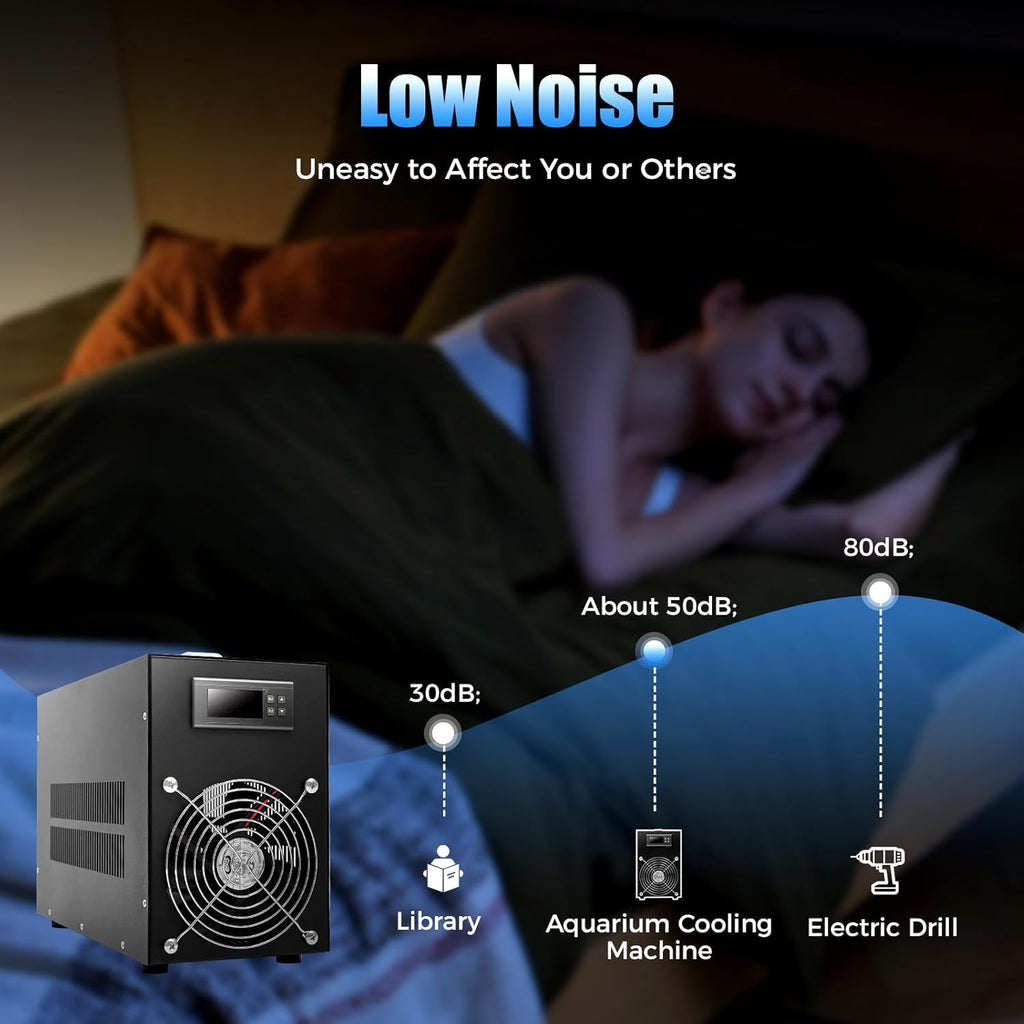 1/3HP Aquarium Chiller, 16Gal Hydroponic Water Chiller, Hydroponics Cooling System with Clear Dispaly & Pump, 50dB Quiet Efficient Water Chiller for Saltwater & Freshwater Fish Tank