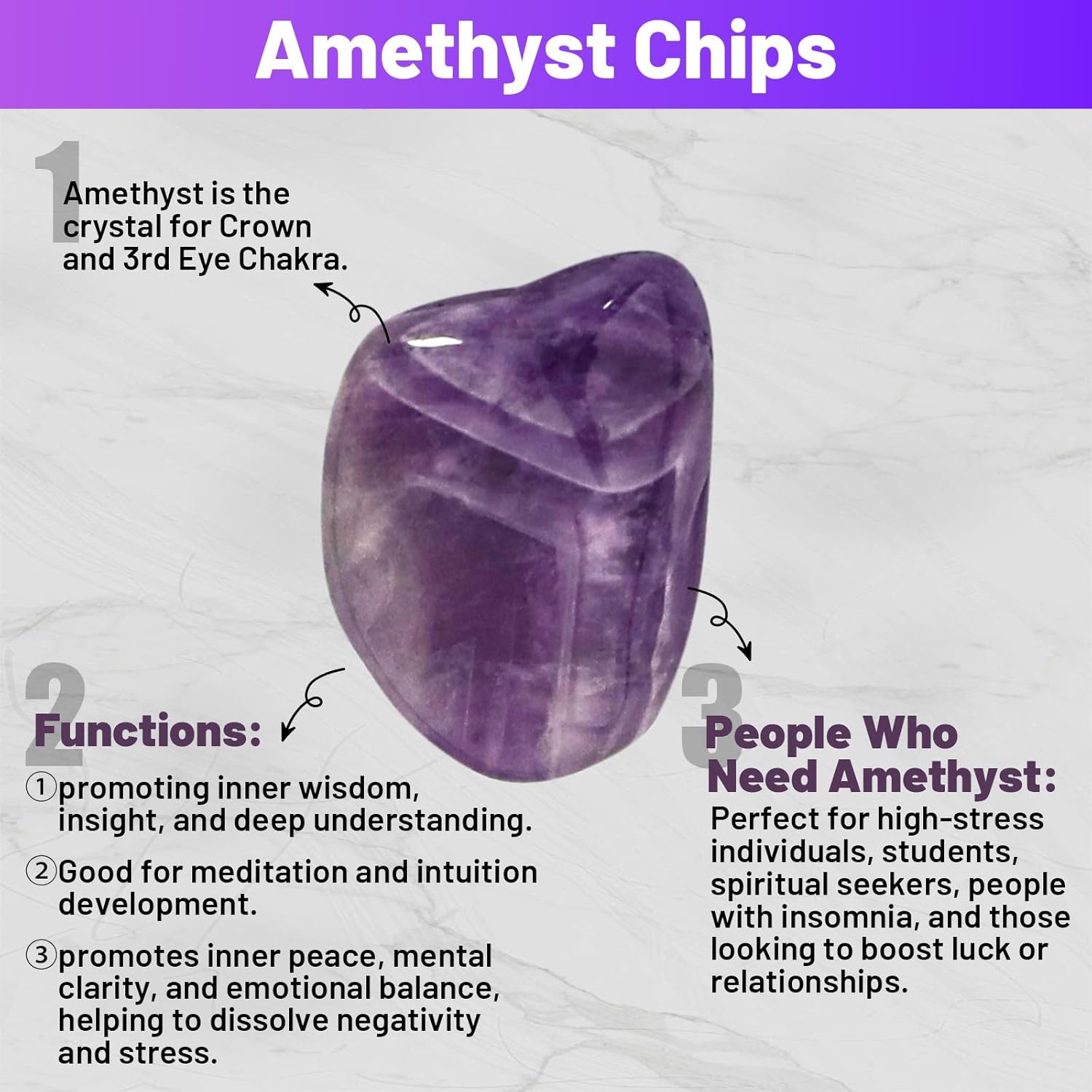 1.1lb Natural Crushed Amethyst Crystal Tumbled Chips-Healing Crystals Chips Bulk, Crushed Crystal Gemstones for Crafts, Beautiful Package for Gift (Amethyst)