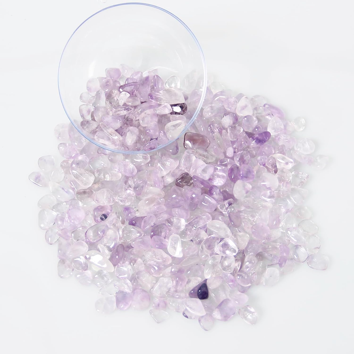 1.1lb Natural Crushed Light Color Amethyst Crystal Tumbled Chips-Healing Crystals Chips Bulk, Crushed Crystal Gemstones for Crafts, Beautiful Package for Gift (Light Color Amethyst)