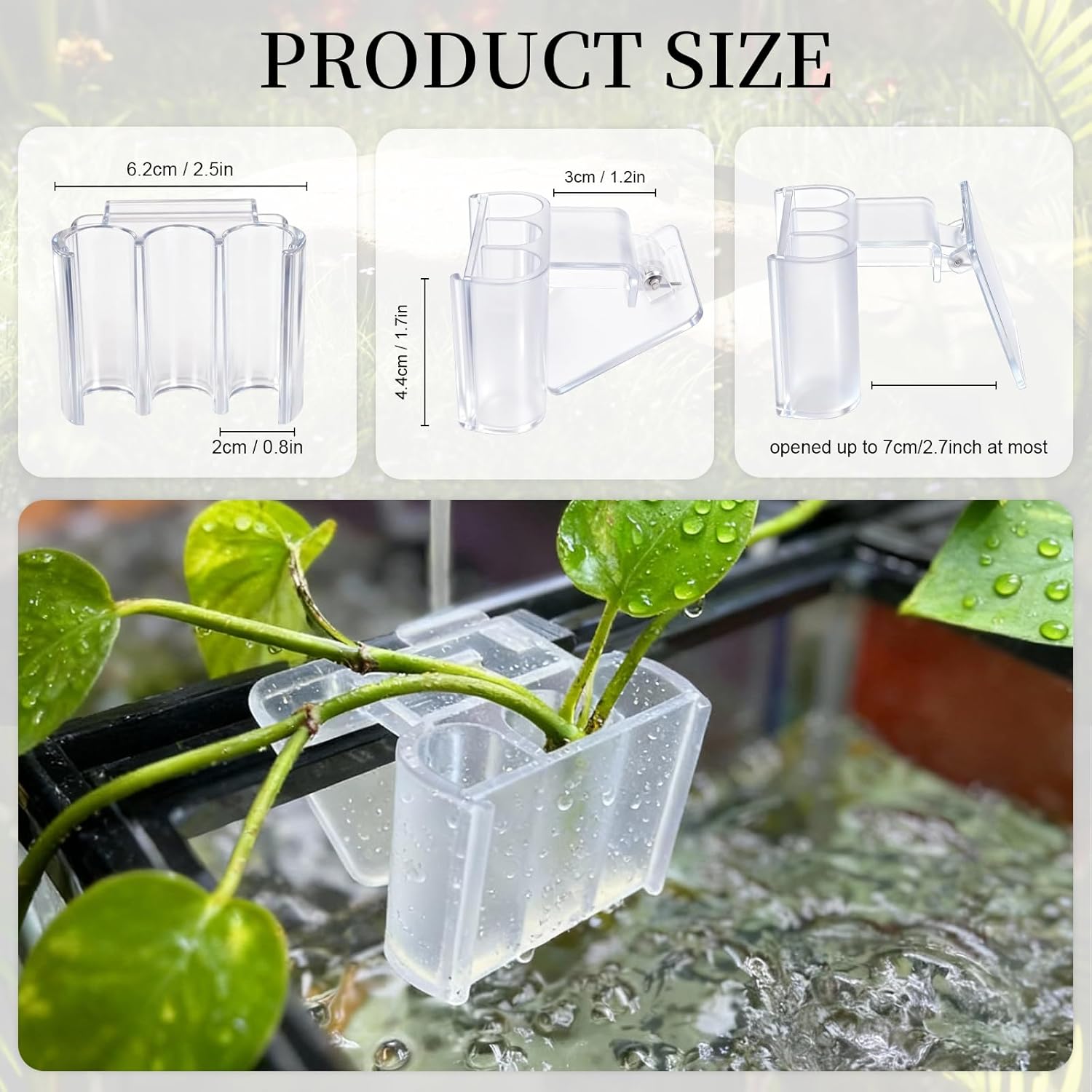 1 Pack Hanging Aquarium Plant Holder – 3 Holes Aquatic Plant Cups, Fish Tank Holder for Aquatic Plants, Ideal for Aquarium Tank Decoration(Transparent)