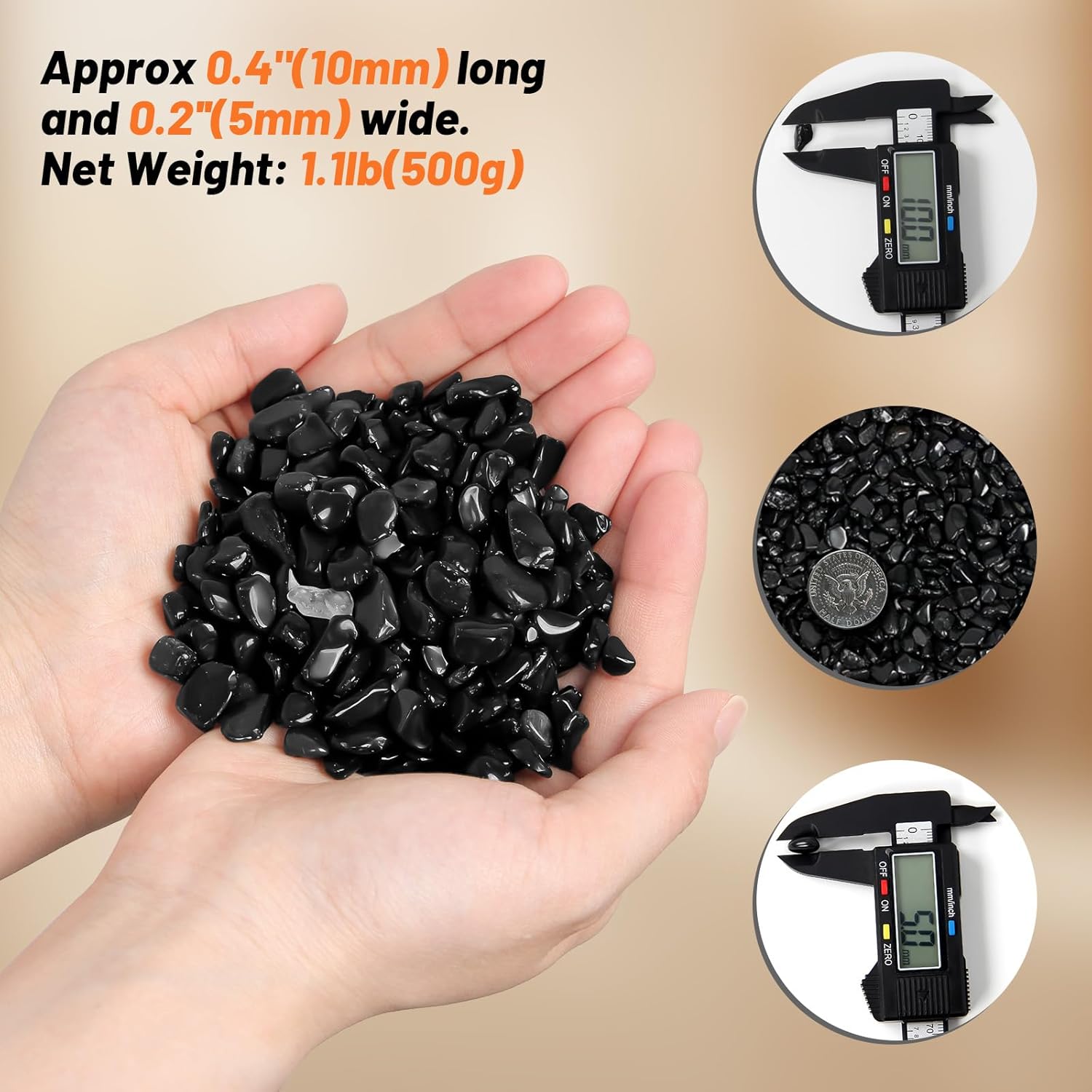 1.1lb Natural Crushed Obsidian Crystal Tumbled Chips-Healing Crystals Chips Bulk, Crushed Crystal Gemstones for Crafts, Beautiful Package for Gift (Obsidian)