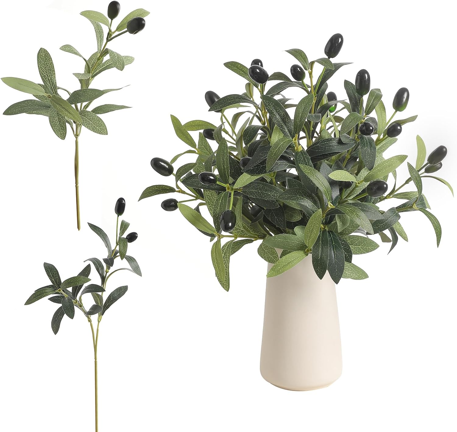 10 Pcs 11.8" Artificial Olive Leaves Stems, Realistic Faux Plants Olive Tree Branches for Vase Decor, Wedding Centerpieces, Farmhouse Home Party Decor