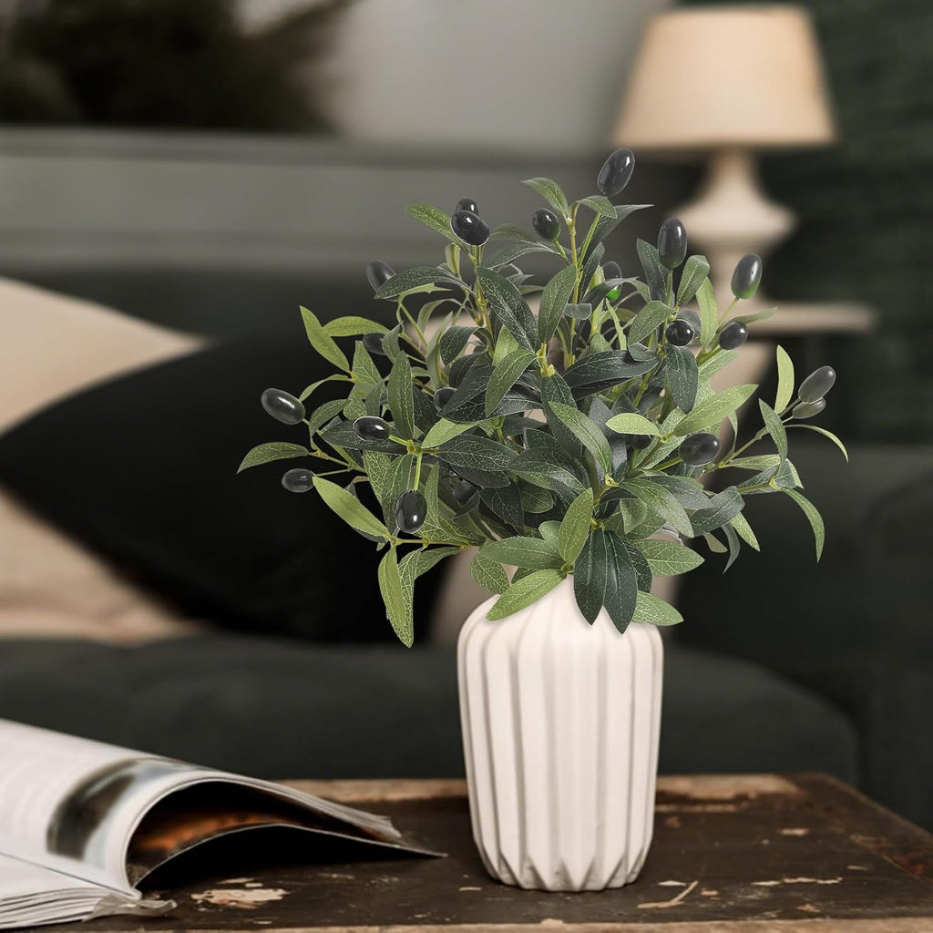 10 Pcs 11.8" Artificial Olive Leaves Stems, Realistic Faux Plants Olive Tree Branches for Vase Decor, Wedding Centerpieces, Farmhouse Home Party Decor